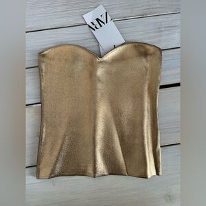 NWT ZARA GOLD TUBE TOP, S